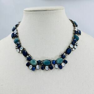 Loft Blue Teal Cabochon Collar Necklace Vintage 90s Y2K Preppy Feminine